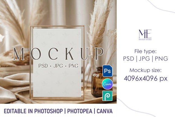 A4 Table Sign Mockup PSD PNG Wedding