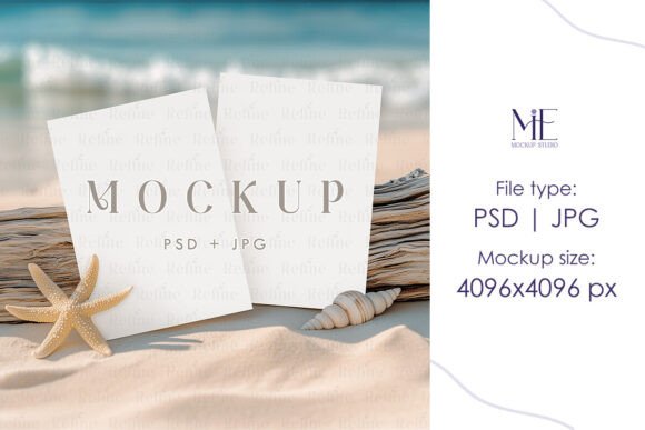 Beach Invitation Mockup, Summer Card Moc