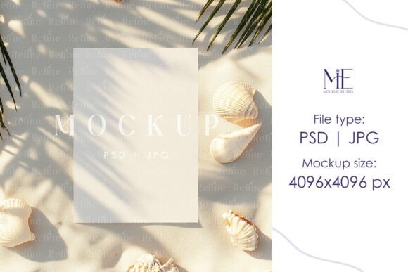 Beach Wedding Invitation Mockup PSD 5x7