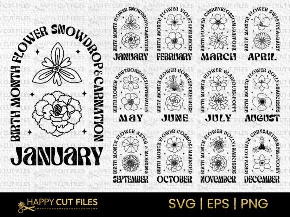 Boho Birth Month Flowers SVG Bundle: A Creative Resource for Craft Enthusiasts