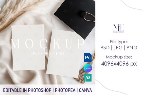 Graduation Invite Greeting Card Mockup: Elevate Your Designs
