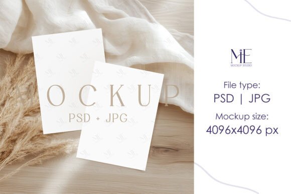 Invitation Card Mockup, Double Card PSD