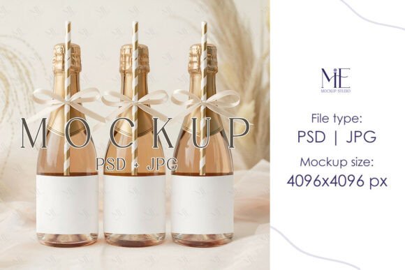 Mini Champagne Label Mockup Bottle Stic