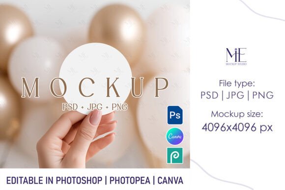 Round Sticker Mockup Birthday Party Gift