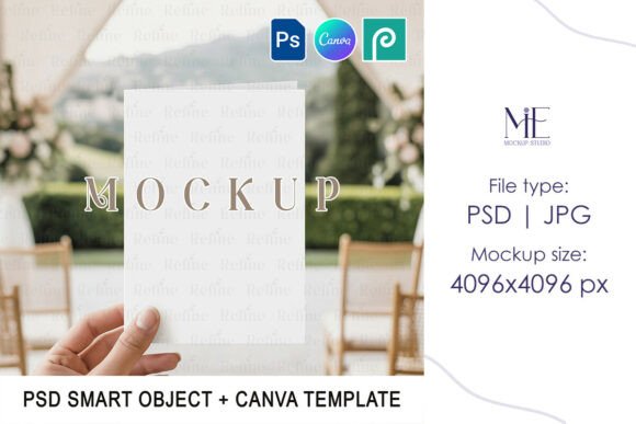 Wedding Folded Invitation Card Mockup PS