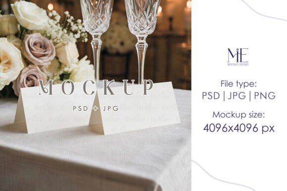 Wedding Folded Place Card Mockup: Elevating Design Presentation with Elegance and Efficiency